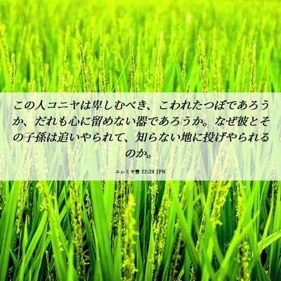 Picture 06 - エレミヤ書 22:28 JPN - この人コニヤは卑しむべき、こわれ - Bible Verse Picture