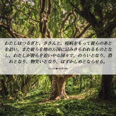 Picture 06 - エレミヤ書 29:18 JPN - わたしはつるぎと、ききんと、疫病 - Bible Verse Picture