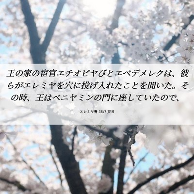 Picture 06 - エレミヤ書 38:7 JPN - 王の家の宦官エチオピヤびとエベデ - Bible Verse Picture