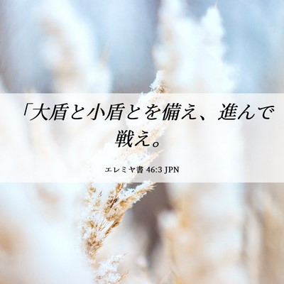 Picture 06 - エレミヤ書 46:3 JPN - 「大盾と小盾とを備え、進んで戦え - Bible Verse Picture