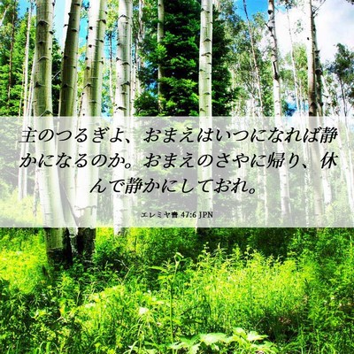 Picture 06 - エレミヤ書 47:6 JPN - 主のつるぎよ、おまえはいつになれ - Bible Verse Picture