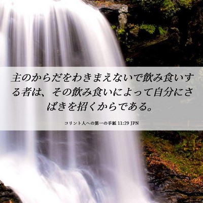 Picture 06 - コリント人への第一の手紙 11:29 JPN - 主のからだをわきまえないで飲み食 - Bible Verse Picture