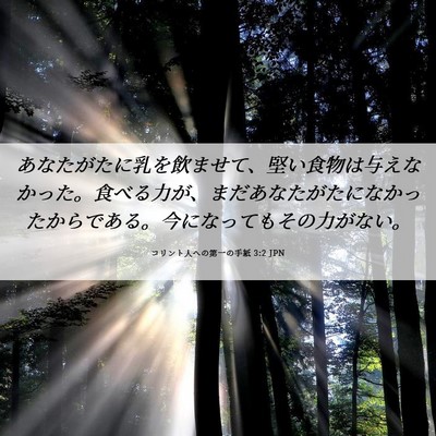 Picture 06 - コリント人への第一の手紙 3:2 JPN - あなたがたに乳を飲ませて、堅い食 - Bible Verse Picture