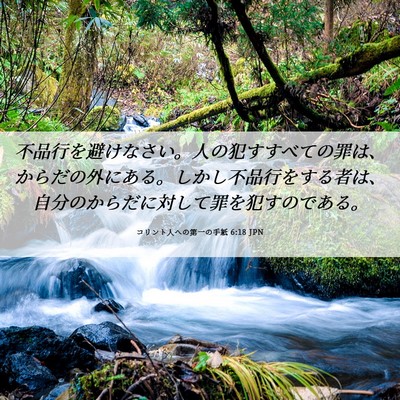 Picture 06 - コリント人への第一の手紙 6:18 JPN - 不品行を避けなさい。人の犯すすべ - Bible Verse Picture