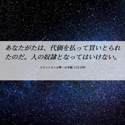Picture 06 - コリント人への第一の手紙 7:23 JPN - あなたがたは、代価を払って買いと - Bible Verse Picture