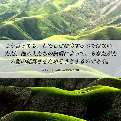 Picture 06 - コリント人への第二の手紙 8:8 JPN - こう言っても、わたしは命令するの - Bible Verse Picture