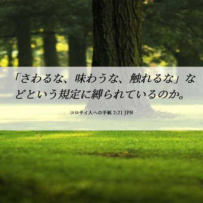 Picture 06 - コロサイ人への手紙 2:21 JPN - 「さわるな、味わうな、触れるな」 - Bible Verse Picture