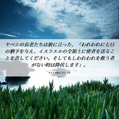 Picture 06 - サムエル記上 11:3 JPN - ヤベシの長老たちは彼に言った、「 - Bible Verse Picture