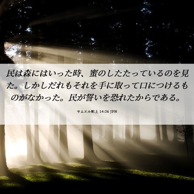 Picture 06 - サムエル記上 14:26 JPN - 民は森にはいった時、蜜のしたたっ - Bible Verse Picture
