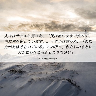 Picture 06 - サムエル記上 14:33 JPN - 人々はサウルに言った、「民は血の - Bible Verse Picture