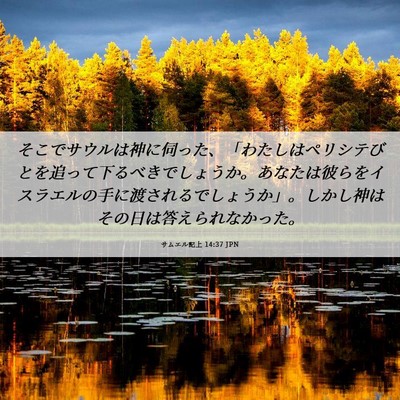 Picture 06 - サムエル記上 14:37 JPN - そこでサウルは神に伺った、「わた - Bible Verse Picture