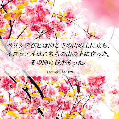 Picture 06 - サムエル記上 17:3 JPN - ペリシテびとは向こうの山の上に立 - Bible Verse Picture