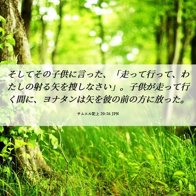 Picture 06 - サムエル記上 20:36 JPN - そしてその子供に言った、「走って - Bible Verse Picture