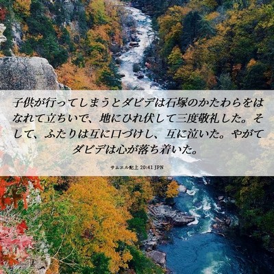 Picture 06 - サムエル記上 20:41 JPN - 子供が行ってしまうとダビデは石塚 - Bible Verse Picture
