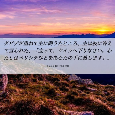 Picture 06 - サムエル記上 23:4 JPN - ダビデが重ねて主に問うたところ、 - Bible Verse Picture