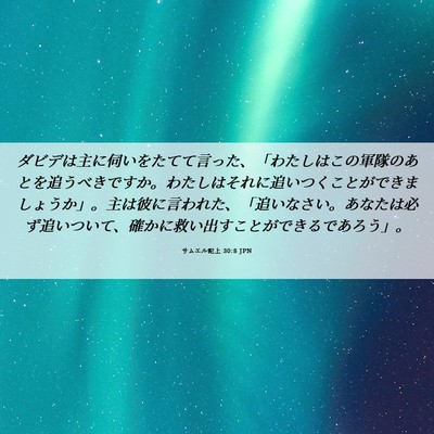 Picture 06 - サムエル記上 30:8 JPN - ダビデは主に伺いをたてて言った、 - Bible Verse Picture