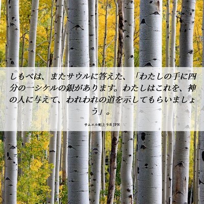 Picture 06 - サムエル記上 9:8 JPN - しもべは、またサウルに答えた、「 - Bible Verse Picture
