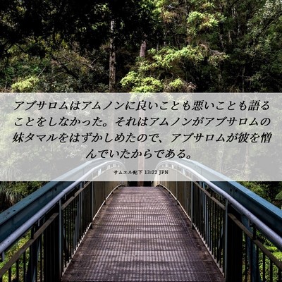 Picture 06 - サムエル記下 13:22 JPN - アブサロムはアムノンに良いことも - Bible Verse Picture