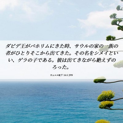 Picture 06 - サムエル記下 16:5 JPN - ダビデ王がバホリムにきた時、サウ - Bible Verse Picture