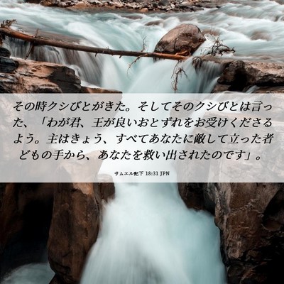 Picture 06 - サムエル記下 18:31 JPN - その時クシびとがきた。そしてその - Bible Verse Picture