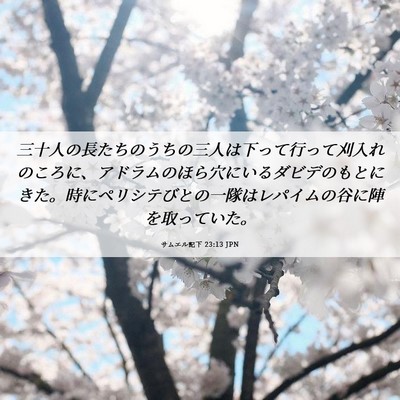 Picture 06 - サムエル記下 23:13 JPN - 三十人の長たちのうちの三人は下っ - Bible Verse Picture
