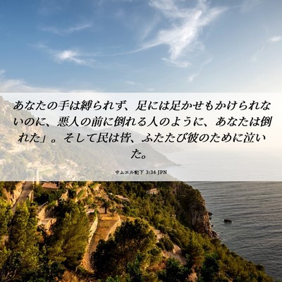 Picture 06 - サムエル記下 3:34 JPN - あなたの手は縛られず、足には足か - Bible Verse Picture