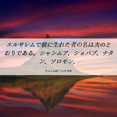 Picture 06 - サムエル記下 5:14 JPN - エルサレムで彼に生れた者の名は次 - Bible Verse Picture