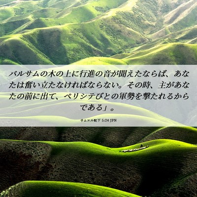Picture 06 - サムエル記下 5:24 JPN - バルサムの木の上に行進の音が聞え - Bible Verse Picture