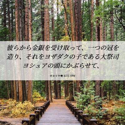 Picture 06 - ゼカリヤ書 6:11 JPN - 彼らから金銀を受け取って、一つの - Bible Verse Picture