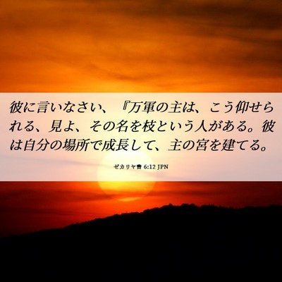 Picture 06 - ゼカリヤ書 6:12 JPN - 彼に言いなさい、『万軍の主は、こ - Bible Verse Picture
