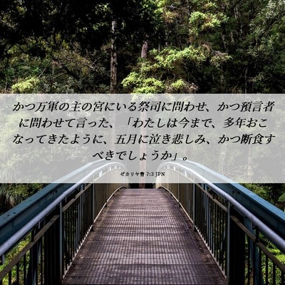 Picture 06 - ゼカリヤ書 7:3 JPN - かつ万軍の主の宮にいる祭司に問わ - Bible Verse Picture