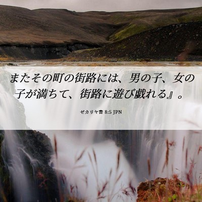 Picture 06 - ゼカリヤ書 8:5 JPN - またその町の街路には、男の子、女 - Bible Verse Picture