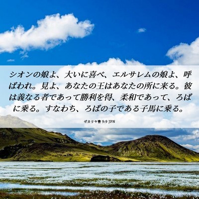 Picture 06 - ゼカリヤ書 9:9 JPN - シオンの娘よ、大いに喜べ、エルサ - Bible Verse Picture