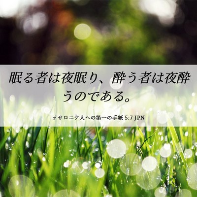 Picture 06 - テサロニケ人への第一の手紙 5:7 JPN - 眠る者は夜眠り、酔う者は夜酔うの - Bible Verse Picture