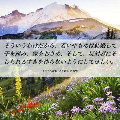 Picture 06 - テモテヘの第一の手紙 5:14 JPN - そういうわけだから、若いやもめは - Bible Verse Picture