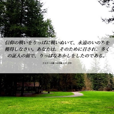Picture 06 - テモテヘの第一の手紙 6:12 JPN - 信仰の戦いをりっぱに戦いぬいて、 - Bible Verse Picture