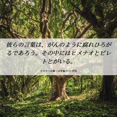 Picture 06 - テモテヘの第二の手紙 2:17 JPN - 彼らの言葉は、がんのように腐れひ - Bible Verse Picture