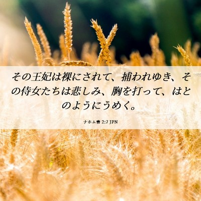 Picture 06 - ナホム書 2:7 JPN - その王妃は裸にされて、捕われゆき - Bible Verse Picture