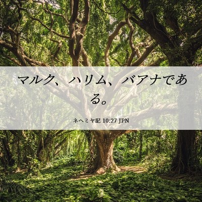Picture 06 - ネヘミヤ記 10:27 JPN - マルク、ハリム、バアナである。 - Bible Verse Picture