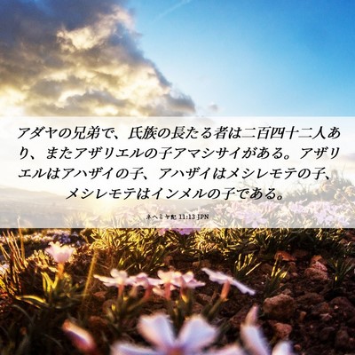 Picture 06 - ネヘミヤ記 11:13 JPN - アダヤの兄弟で、氏族の長たる者は - Bible Verse Picture