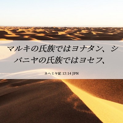 Picture 06 - ネヘミヤ記 12:14 JPN - マルキの氏族ではヨナタン、シバニ - Bible Verse Picture