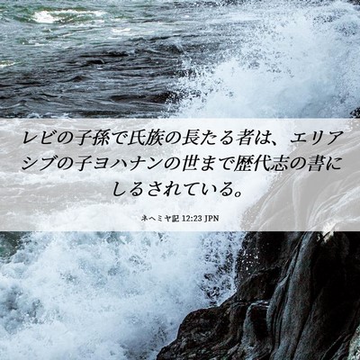 Picture 06 - ネヘミヤ記 12:23 JPN - レビの子孫で氏族の長たる者は、エ - Bible Verse Picture