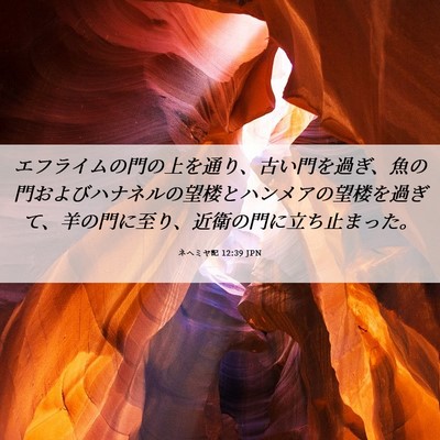 Picture 06 - ネヘミヤ記 12:39 JPN - エフライムの門の上を通り、古い門 - Bible Verse Picture