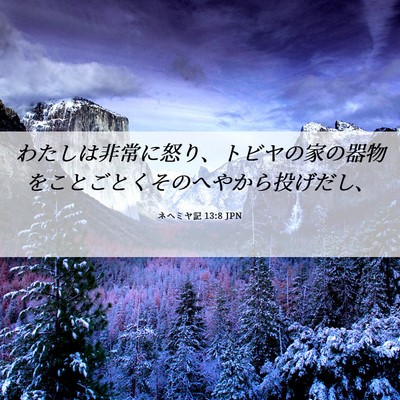 Picture 06 - ネヘミヤ記 13:8 JPN - わたしは非常に怒り、トビヤの家の - Bible Verse Picture