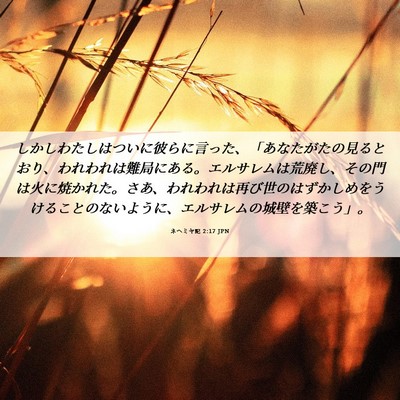 Picture 06 - ネヘミヤ記 2:17 JPN - しかしわたしはついに彼らに言った - Bible Verse Picture