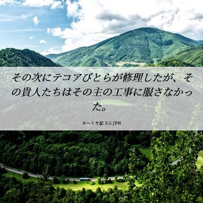 Picture 06 - ネヘミヤ記 3:5 JPN - その次にテコアびとらが修理したが - Bible Verse Picture