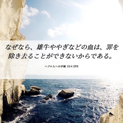 Picture 06 - ヘブル人への手紙 10:4 JPN - なぜなら、雄牛ややぎなどの血は、 - Bible Verse Picture