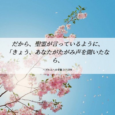 Picture 06 - ヘブル人への手紙 3:7 JPN - だから、聖霊が言っているように、 - Bible Verse Picture