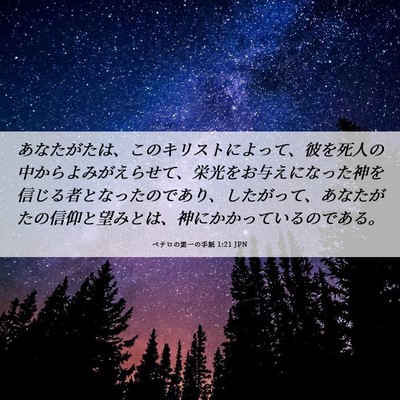 Picture 06 - ペテロの第一の手紙 1:21 JPN - あなたがたは、このキリストによっ - Bible Verse Picture
