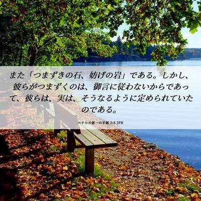 Picture 06 - ペテロの第一の手紙 2:8 JPN - また「つまずきの石、妨げの岩」で - Bible Verse Picture